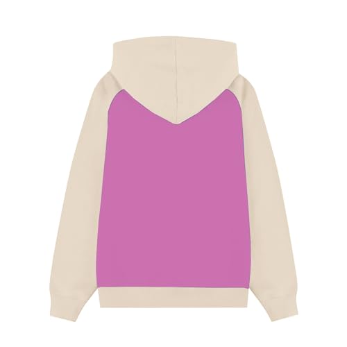 Cute Pink Hoodie for Girls Kids Color Block Trendy Sweatshirts Teen Girls Boys Clothes Y2k Pullover Tops with Pockets3