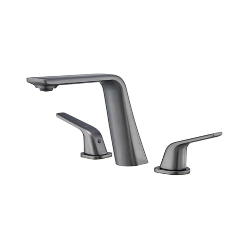 Mitigeur de lavabo de salle de bain 3 trous robinet laiton gris