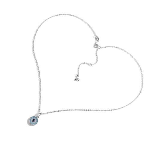 Collier Mauvais œil Argent 925 long collier porte-bonheur chaîne pierre bleue