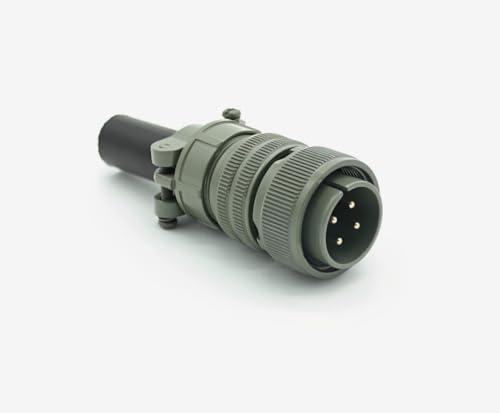 MIL-DTL-5015 Series Industrial Connector, MS3106A18-10P Circular Male Plug Connectors Waterproof 4 Pin Contacts Solder Termination Threaded Straight Connector Cable