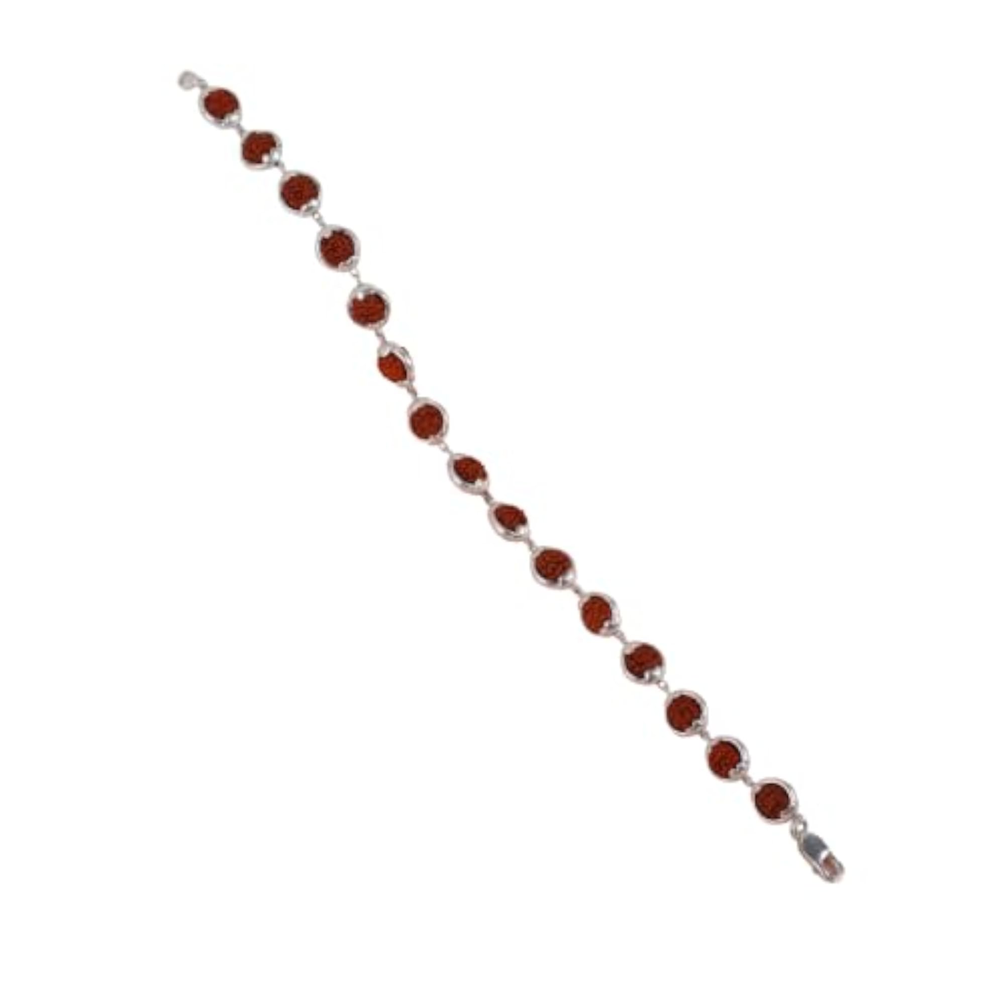 Unisex 925 Sterling Silver Rudraksha Link Bracelet