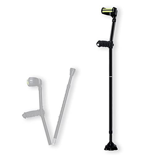 Stampella per avambraccio per adulti, stampella pieghevole con polsino aperto con luci a LED, stampella in alluminio leggera regolabile nera per adulti e bambini con altezza 150-196 cm Keep it in