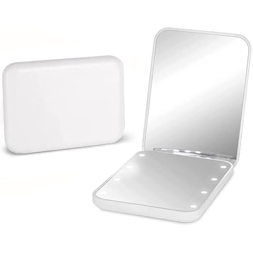 Kintion Pocket Mirror, 1X/3X Magnification LED Compact Mirror (White)