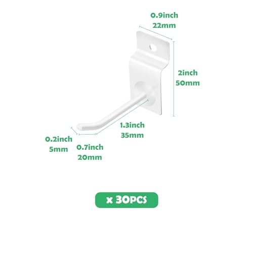 Crochets de panneau perforé de 5,1 cm blancs en lot de 60 pièces robustes - 3