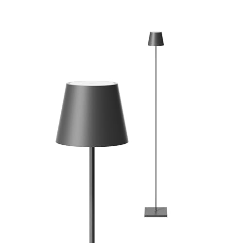 SIGOR Nuindie Stehleuchte - Dimmbare LED Akku-Stehlampe Indoor & Outdoor, IP54 spritzwassergeschützt, Höhe 120 cm, aufladbar mit Easy Connect, 12 h Leuchtdauer, graphitgrau