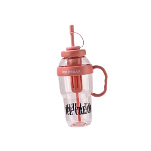 RNXRZANK Botella de Agua Portátil para Niños y Niñas Taza de Bebida de Gran Capacidad con Pajilla Vaso de Plástico para Hidratación Diaria Apta para Viajes, Rosa, tal como se describe