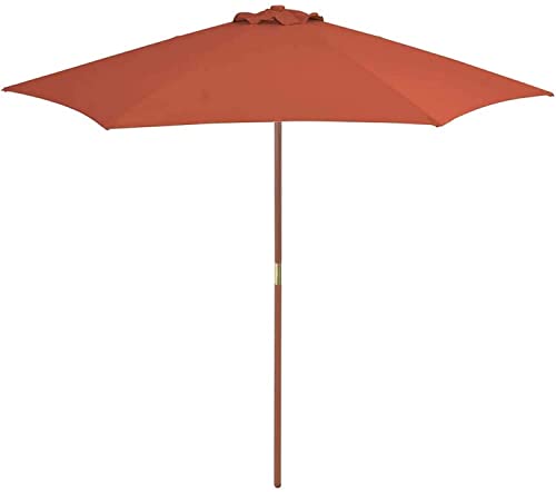Parasol al aire libre de 270 cm con elegante poste de madera color terracota