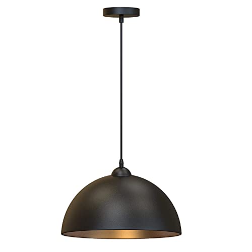 Chandelier de fer noir rétro 30cm suspension E27 pour décoration intérieure