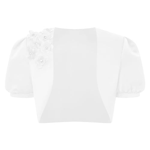 YiZYiF Kids Girls Flower Girl Satin Shrug Bolero Cardigan Short Jacket for Wedding Party Bridesmaid Dresses