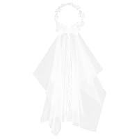 Xinjoduz Braut Stirnband, Haarschmuck Mädchen, Weiß Kommunion Haarschmuck Hochzeit Blumenmädchen Kopfschmuck mit Blüten Perlen Erstkommunion Haarband Damen Haarkranz für Frauen