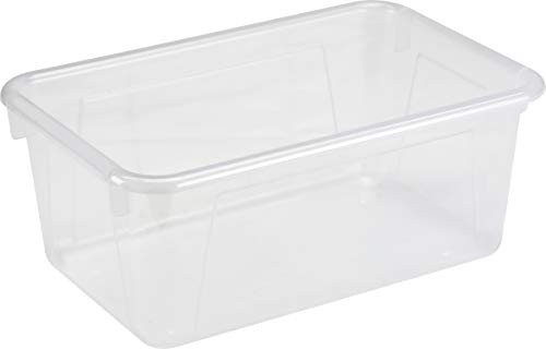 Image of Storex Small Cubby Bins - Plastic Storage Containers for Classroom, 12.2 x 7.8 x 5.1 inches, Translucent, 5-Pack (62461A05C)