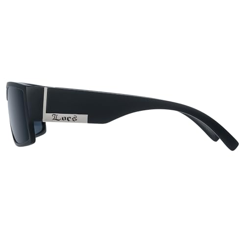 Image of Locs Mens Flat Top Gangster Sunglasses Black Silver Frame 91026