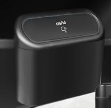 2 Pieces Small Car Trash Can with 100 Garbage Bags, Waterproof Car Garbage, Portable Hanging Storage Box with Lid for Car, Office (Black)