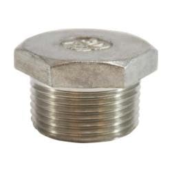 MIDLAND INDUSTRIES 62635 Cored Hex Head Plug, 1-in Male NPT, Stainless Steel, 150 lb