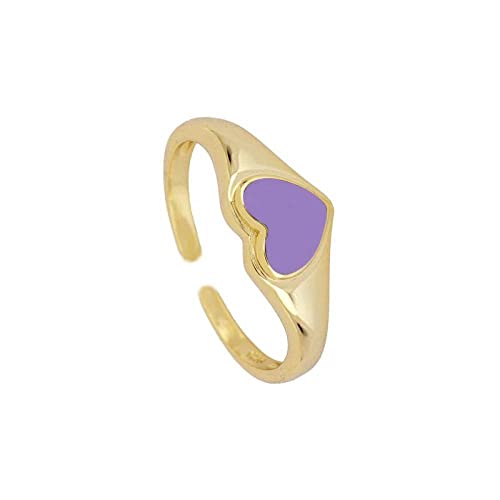 Bague ouverte argent S925 et cœur violet pour le quotidien