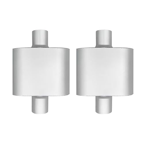 2.25 ID Center/Center Single Chamber Muffler Pair - Aluminized steel Silver Coated Deep Tone Corrosion Resistant Universal Fit for Trucks and Cars