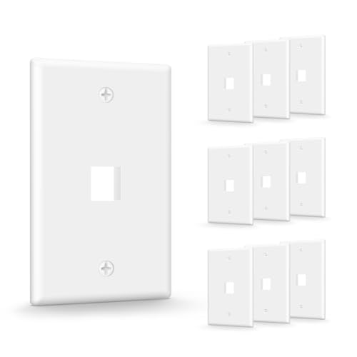 VCE 1-Port Keystone Wall Plate UL Listed (10 Pack), Single Gang Wall Plates for RJ45 Keystone Jack...