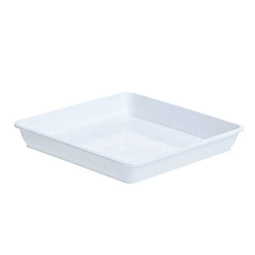 Bandeja cuadrada de plástico para macetas, bandejas de goteo de plantas para macetas, suministros cuadrados de jardín para uso diario en interiores (22,2 x 22,2 cm, blanco)