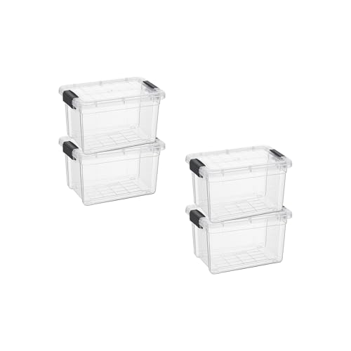 Image of Superio 1.4 Quart Mini Clear Plastic Storage Container with Lid, Stackable Small Organizer Box for Crayons, Art Supplies, Beads, Sewing, Stationery & Food Storage, 4 Pack