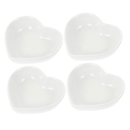 ledmomo 4個 ハート型セラミックディップ用小皿 耐汚染傷防止 調味料皿 オードブル皿 ホームレストラン用 再利用可能