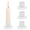 heimzeit Portacandele in Metallo per Candele a Stelo Ø22 mm e Candele da Tavolo [4 Pezzi, Rotondo], Colore: Bianco, Design Elegante, Candelabro per una Raffinata Decorazione Della Stanza #3