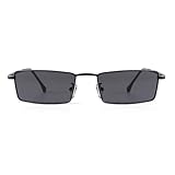Laurinny Small Y2k Narrow Rectangle Sunglasses for Women Men Trendy Retro 80s 90s Skinny Sunnies Rectangular Rave Sun Glasses, Black/Grey