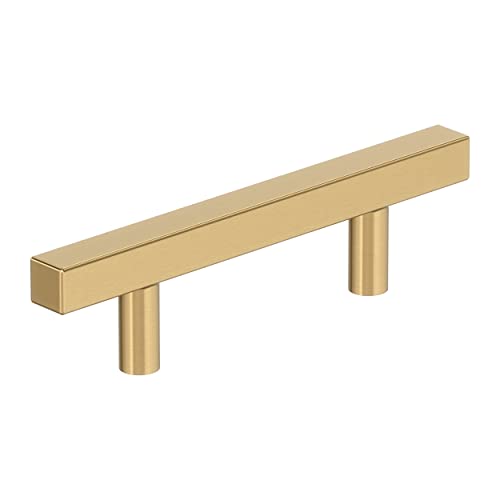 Image of Amerock 10 Pack 3 inch Bar Pulls Square Champagne Bronze Drawer Pull | 3 inch (76mm) Center-to-Center Mounting Distance and 5-5 /16 inches Overall Length, Durable Zinc Cabinet Hardware