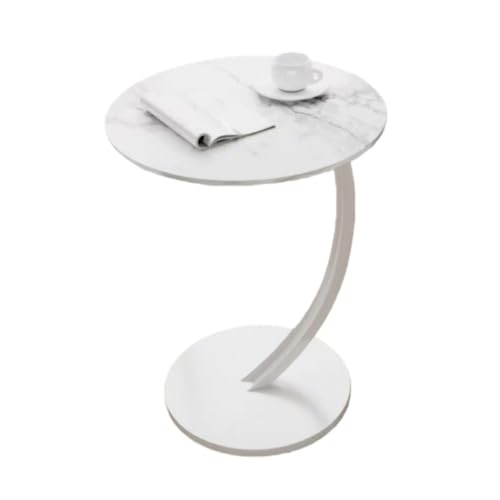 Effonek丸型ベッドサイドテーブル、ソファ、コーヒーテーブル、C字型ベッドサイドテーブル、一人暮らし、ダイニングテーブル、北欧風、組み立て簡単、コンパクト、軽量、省スペース、コーヒーテーブル (H)