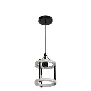 2 pack farmhouse pendant light rustic distressed white wood hanging light fixtures adjustable cage wood metal hanging lamp mini pendant lighting for kitchen island no glass  urban country home decor