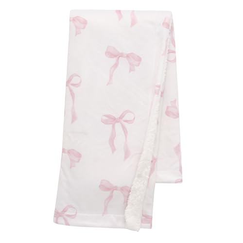 Image of Lambs & Ivy Coquette Floral Pink Bows Aesthetic Warm Fleece Baby Blanket