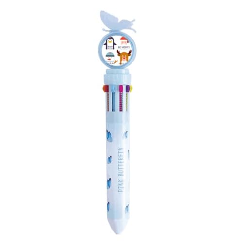 Stylo à bille rétractable multicolore Merry Christmas Noël avec motif de renne portrait