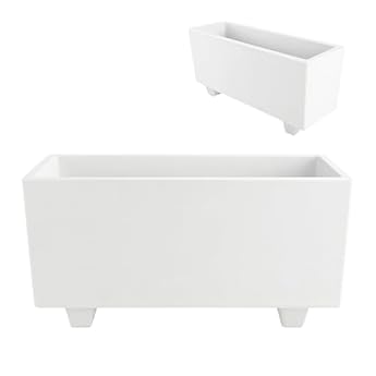 Foto di Fioriera Da Esterno Rettangolare in Cemento 100x40x50 cm | Vaso da Esterno Bianco Made in Italy | Robusta Antigelo | Vaso Giardino Terrazzo Balcone per Piante, Fiori e Arbusti | Design Moderno