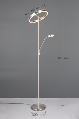 Lámpara de pie WILLIS de Trio Leuchten en elegante acabado níquel mate y LED 8
