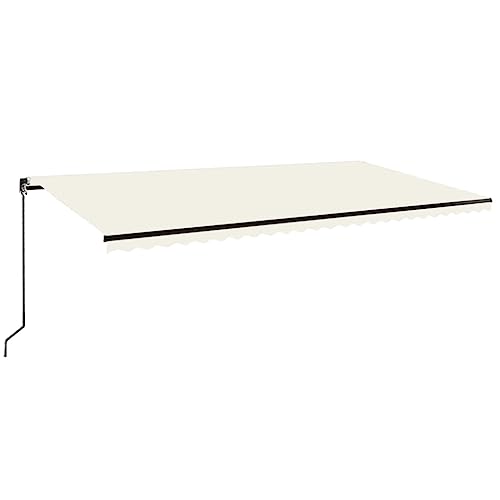 Image of vidaXL Manual Retractable Awning Folding Arm Manual Retractable Awning Outdoor Sunshade Patio Garden Balcony with LED 600x350 cm Cream