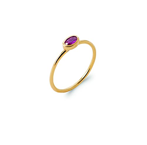 Bague en plaqué or 18 carats avec zirconium ovale rose d'une brillance d'exception