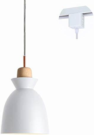 Wooden Socket Pendant Light H-Type Track Light Pendants 3.2 ft Cord Macaron Black Lampshade Light Fixtures Nordic Minimalist Lighting Loft Style Lamps for Dining Room Bulbs Not Included