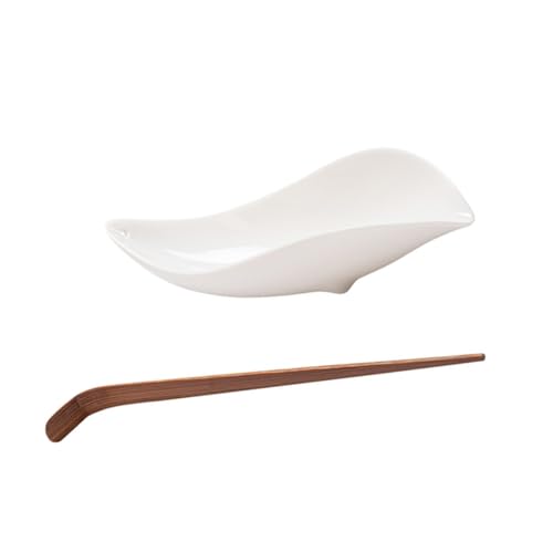 Zerodeko 2Pcs Tea Scoop and Ceramic Tea Container Essential Chinese Kung Fu Tea Accessories for Loose Tea and Craftsmanship for Tea Ceremony