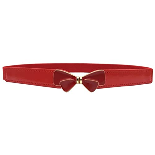Plus Size Belts for Women Retro Metal Buckle Leather Red Brown Lady Women Elastic Waistband Wide Waist Belt