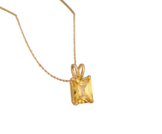 Pendentif baguette citrine anti-ternissement, argent 925 pour peaux sensibles