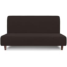 Easy-Going 100% Waterproof Futon Cover, Dual Waterproof Couch Cover for Futon, Stretch Jacquard Sofa Cover, Leakproof Furniture Protector for Kids, Pets, Dog and Cat Medium, Chocolate