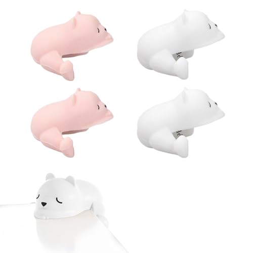 4Pcs Bear Animal Style Edge Table Corner Protector, Corner Cushion Protection, Table Desk Corner Guards, Cute Table Safety Edge Guards, Soft Corner Guards for Against Sharp Corners (Pink and White)