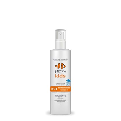 crema anti medusas online - en Ofertas 4 SAFE SEA - Spray Solar Protección Medusas SPF 50 - Fórmula Vegana - Muy Resistente al Agua con Alta Protección Solar para Niños - Adaptado a...