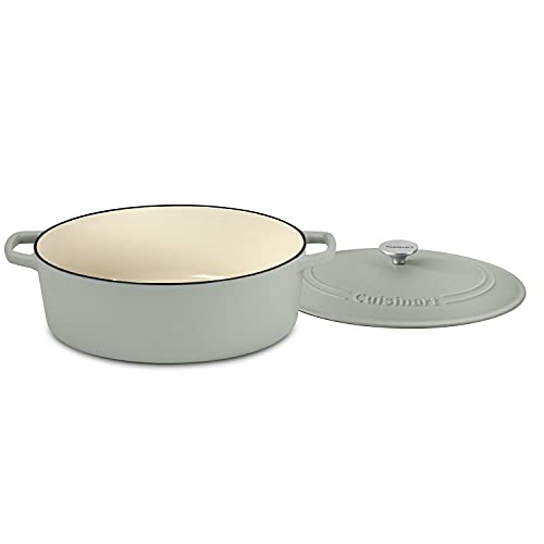 Image of Cuisinart Chef's Classic Enameled Cast Iron Dutch Oven with Lid, Porcelain Enameled Interior, Oven Safe, Induction Compatible, 7-Quart, Oval, Sage