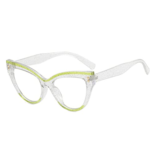 Lunettes cat eye rétro vert transparent pour femme avec rivets