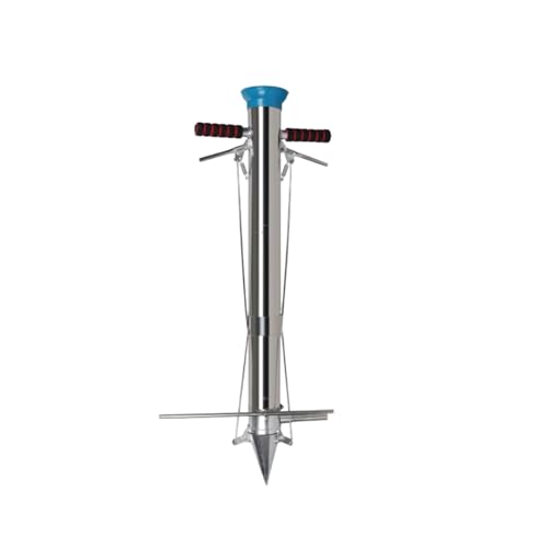 Dexinhdh Plantador De Bulbos, Trasplantador Manual De Acero Inoxidable con Doble Mango Y Pedal, Protector De Plántulas De PE, Herramientas De Jardinería De Mango Largo para Patio