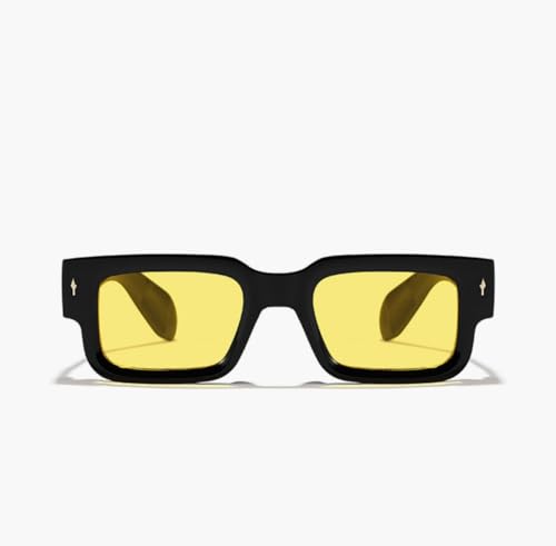 Image of IKANOO Square Thick Frame Sunglasses for Women Men Retro Rectangle Sunglasses Trendy Chunky Eyewear Black Shades