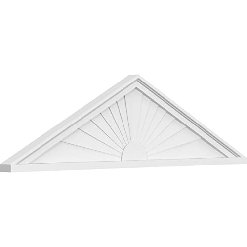 46"W x 12-1/2"H x 2"P (Pitch 6/12) Peaked Cap Sunburst Architectural Grade PVC Pediment
