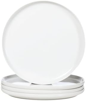 White Dinner Plates Set of 4, Ceramic Dining Plates 10.5 inch, La...