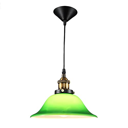 Lámpara colgante de banqueros de araña moderna, lámpara colgante de vidrio verde retro de estilo americano, lámpara de iluminación industrial vintage para el hogar para restaurante, dormitorio, sala