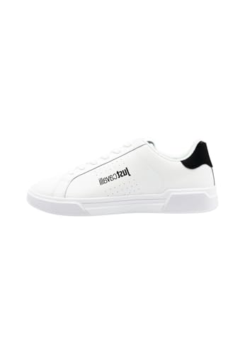  Just Cavalli Scarpe Uomo, Modello Sneakers Basse 74QB3SB3ZP287, Realizzate in Pelle Sintetica. Bianco